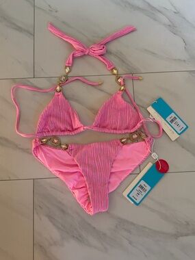 NWT Beach Bunny Raja bikini top M bottom S